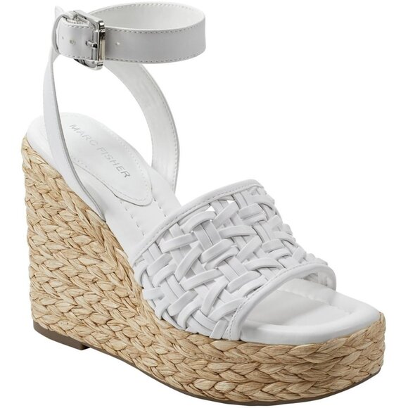 Marc Fisher Womens Faux Leather Ankle Strap Wedge Sandals - Picture 1 of 3